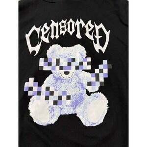 Listen Flavor Censored Bear Hoodie Blk Graphic Sweatshirt Harajuku Style 933501
